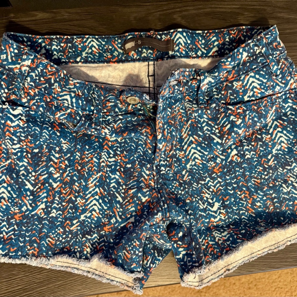 Levi's Blue and Orange Patterned Jean Shorts